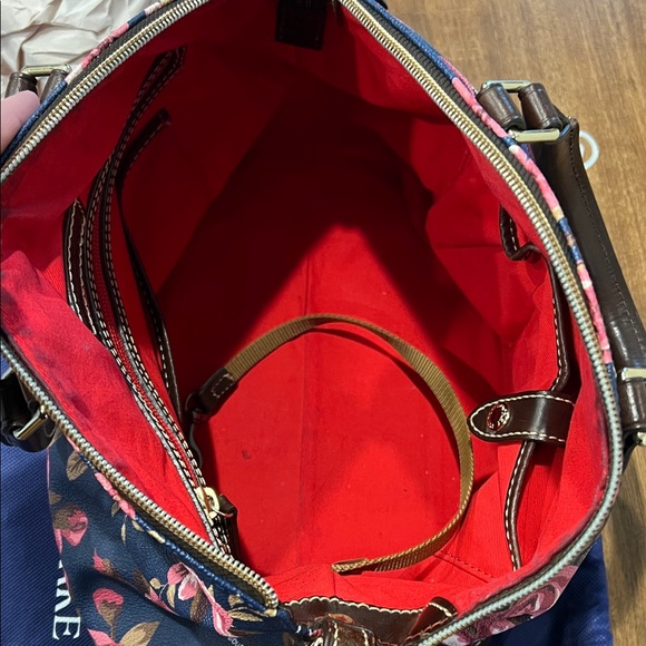 Dooney & Bourke Navy and Pink Floral Satchel - Picture 3 of 3